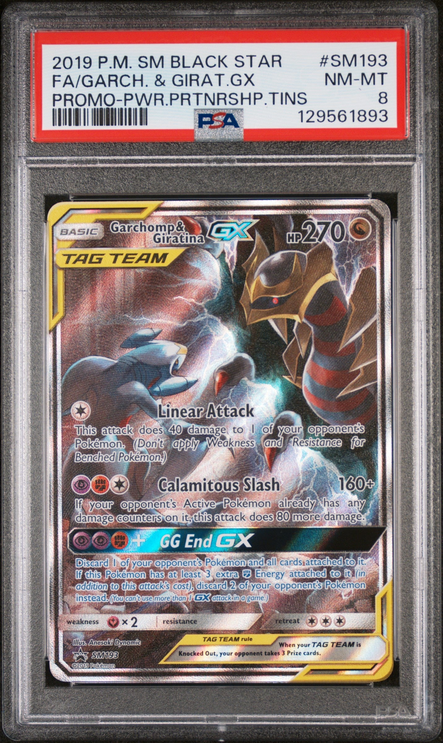 2019 Pokemon Sm Black Star Promo Prtnrshp.Tins Fa/Garch. & Girat.Gx 8 PSA #SM193