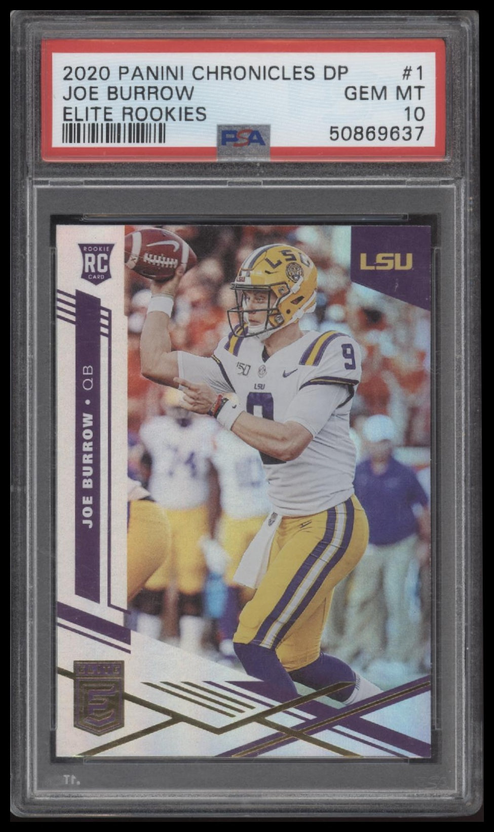 2020 Panini Chronicles Draft Picks Elite Rookies Elite Rookies Joe Burrow 10 PSA
