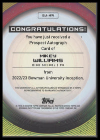 2022-23 Bowman University Inception Orange /25 Mikey Williams Auto #BIA-MW