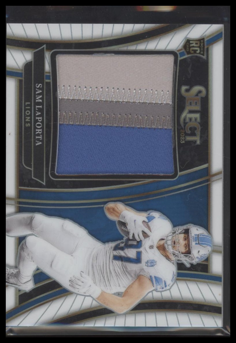 2023 Panini Select Jumbo Rookie Swatch White Prizm Sam LaPorta #/75 #SWA-SLA