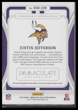 2024 Panini Immaculate Collection Remarkable Memorabilia Justin Jefferson /49