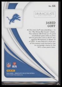 2024 Panini Immaculate Collection Jared Goff #/99 #66