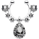 Black Gem Silhouette Dangle Clip On Septum
