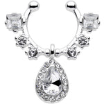 Clear Gem Silhouette Dangle Clip On Septum