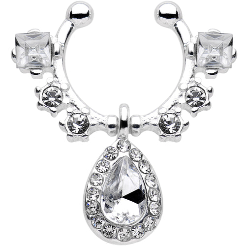 Clear Gem Silhouette Dangle Clip On Septum