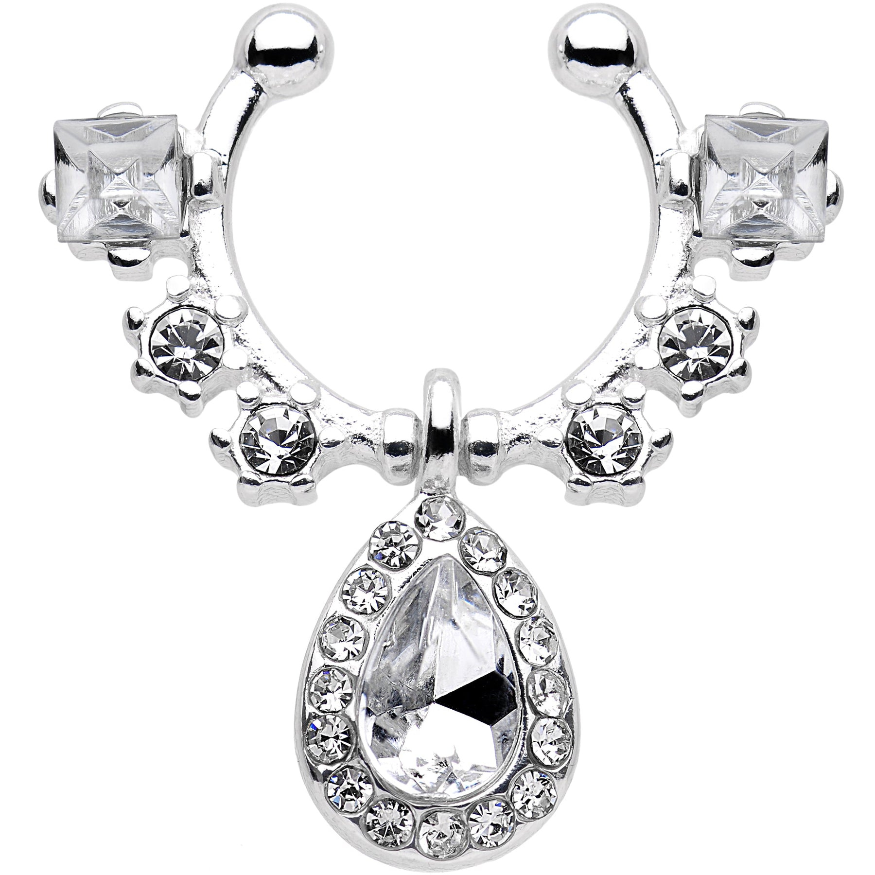 Clear Gem Silhouette Dangle Clip On Septum