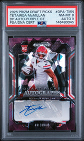 2025 Panini Prizm DP Auto-Purple Ice Tetairoa Mcmillan 8 Auto PSA #DPA-TMN