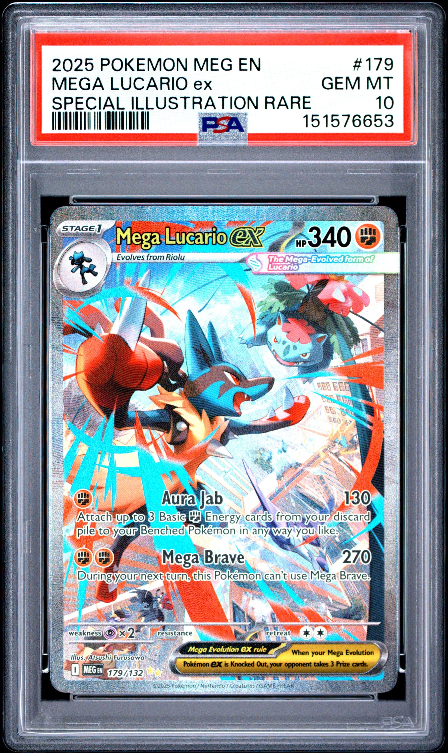 2025 Pokemon Mega- Evo Special Illustration R Mega Lucario Ex 10 PSA #179