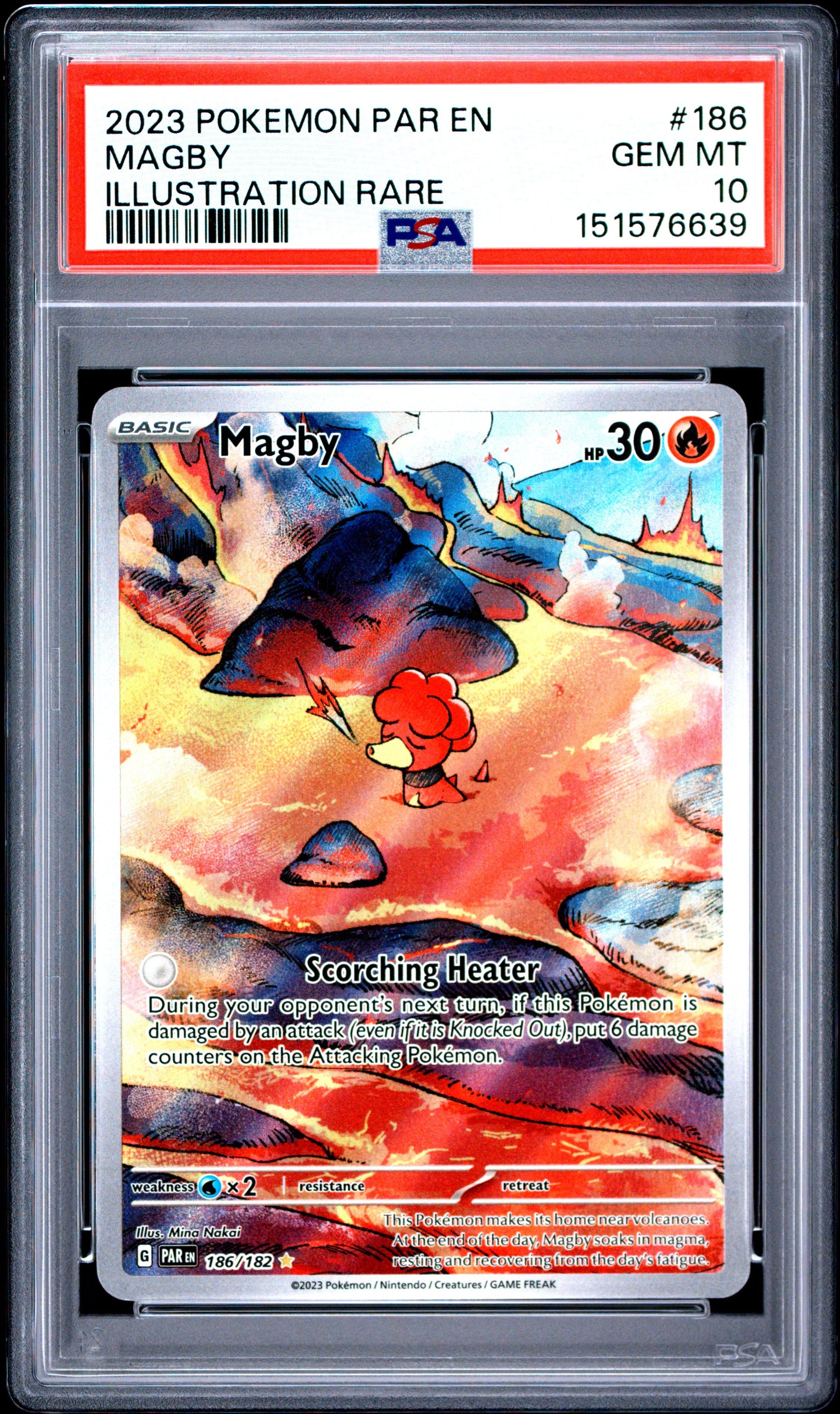 2023 Pokemon Par En-Paradox Rift Illustration Rare Magby 10 PSA #186