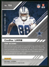 2020 Panini XR White CeeDee Lamb Rookie #/75 #106