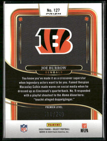 2024 Panini Black & Red Prizm Shock Joe Burrow #127 /249