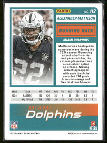 2025 Score Extraterrestrial Alexander Mattison #112
