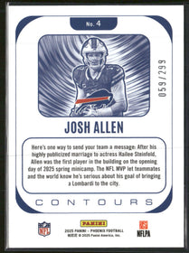 2025 Panini Phoenix Contours Silver Hyper Prizm Josh Allen #/299 #4