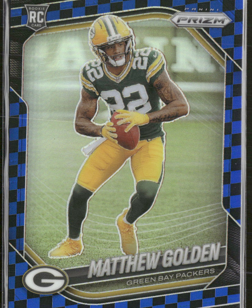 2025 Panini Prizm Black and Blue Checker Matthew Golden #326