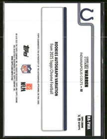 2025 Topps Chrome Rookie AU Pink Refractor Tyler Warren #/250 Auto #RA-TWA