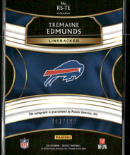 2018 Panini Select Rookie Signatures Prizm Tremaine Edmunds #/199 Auto #RS-TE