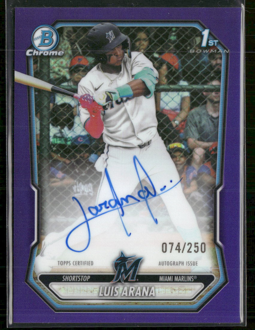 2026 Bowman Chrome Prospect AU Purple Refractors Luis Arana #/250 Auto #CPA-LA
