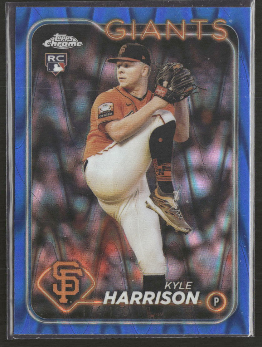 2024 Topps Chrome Blue Raywave Refractors Kyle Harrison Rookie #/150 #191