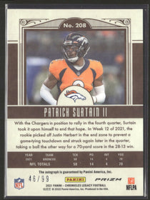 2021 Panini C Legacy Update Rookies AU Patrick Surtain II #/99 Auto #208