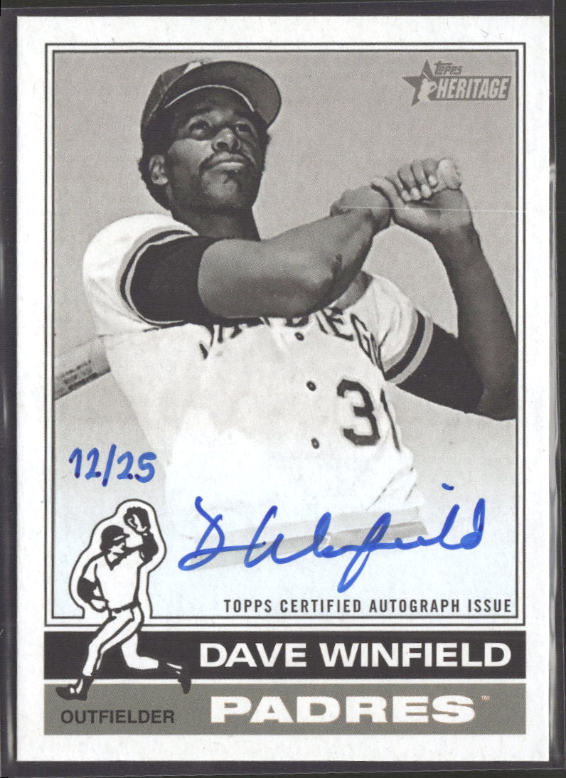 2025 Topps Heritage Black/White Auto /25 Dave Winfield Auto #ROABW-DW
