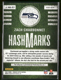 2024 Donruss Optic Hash Marks Zach Charbonnet Auto #HM-ZCT
