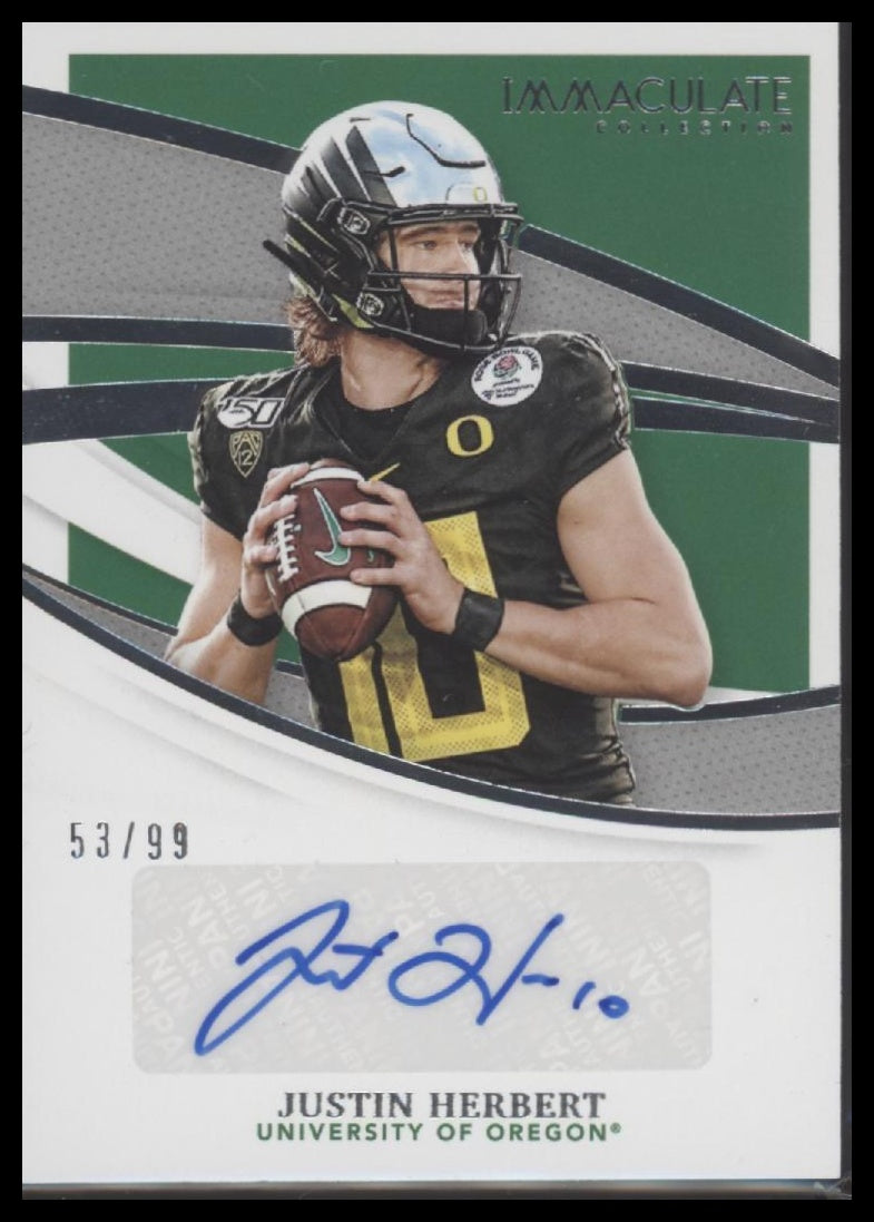 2021 Panini Immaculate Collection Collegiate Ink Justin Herbert #/99 Auto #II-JH