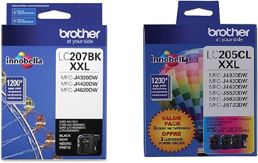 New, Pre-Owned - Brother LC207XXL Black & LC205XXL Color Ink Cartridges