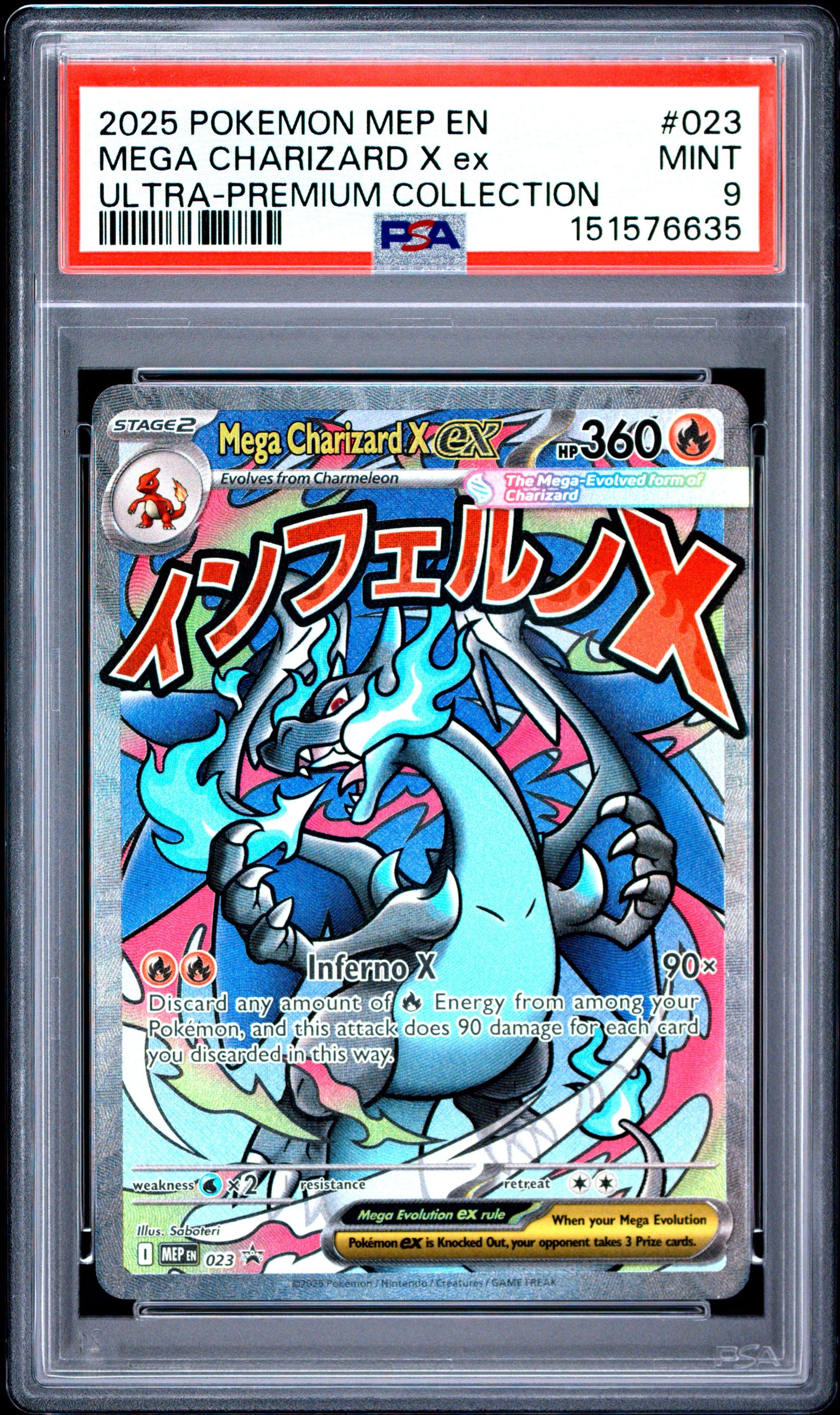 2025 Pokemon Mep En-Me Black Star P UPC Mega Charizard X Ex 9 PSA #023