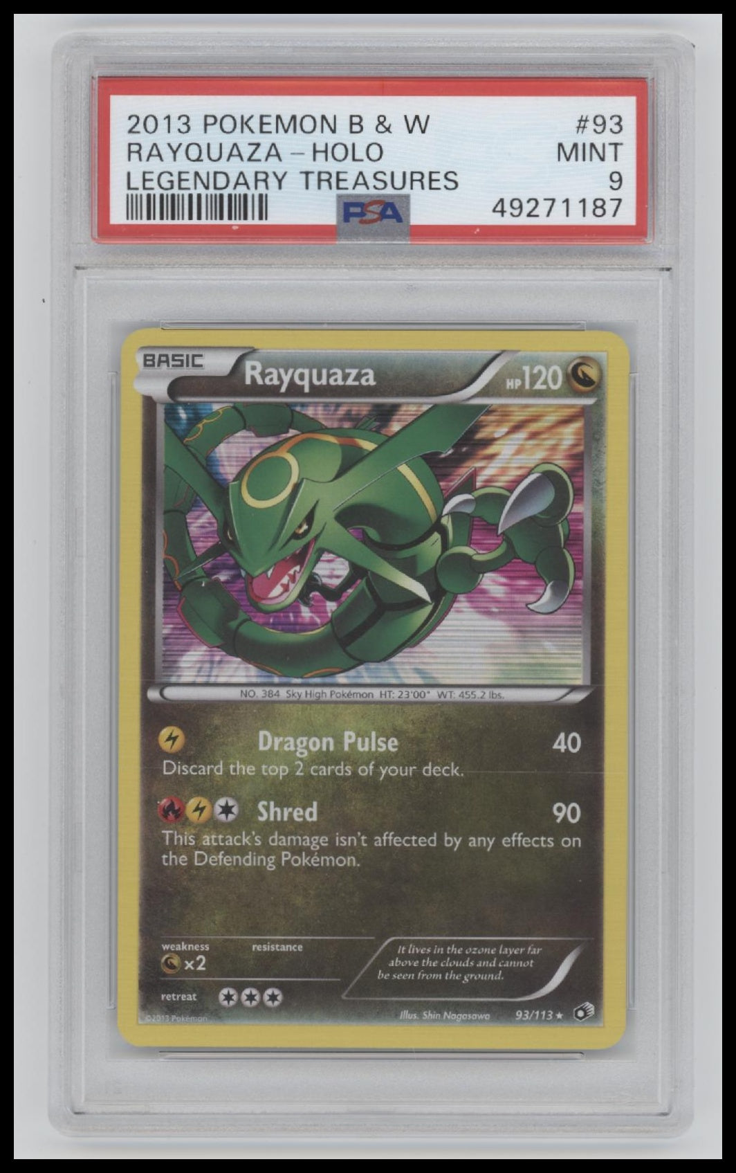 2013 Pokemon Black & White Legendary Treasures Rayquaza-Holo 9 PSA #93