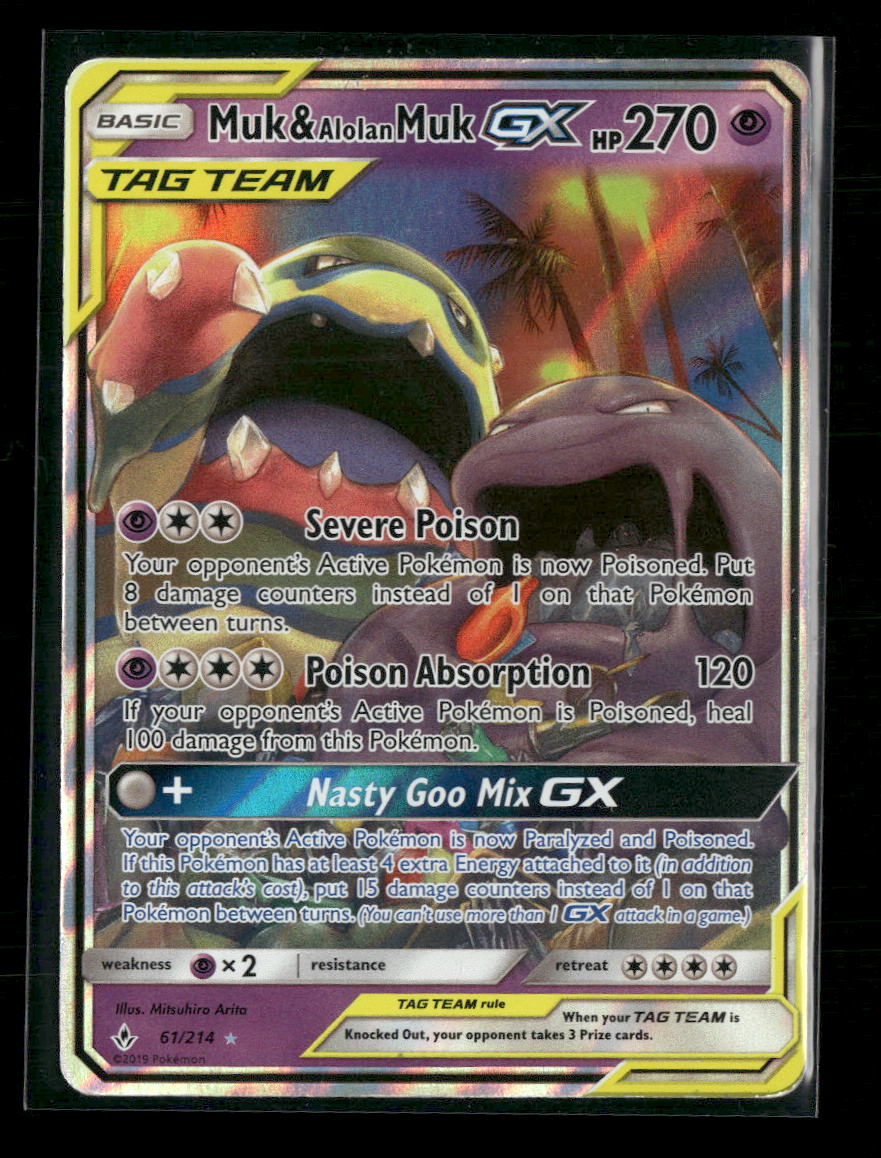 SM - Unbroken Bonds Muk & Alolan Muk GX #61/214