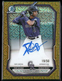 2026 Bowman Chrome Auto Mojo Gold Refractors Roldy Brito #/50 #BMA-RB