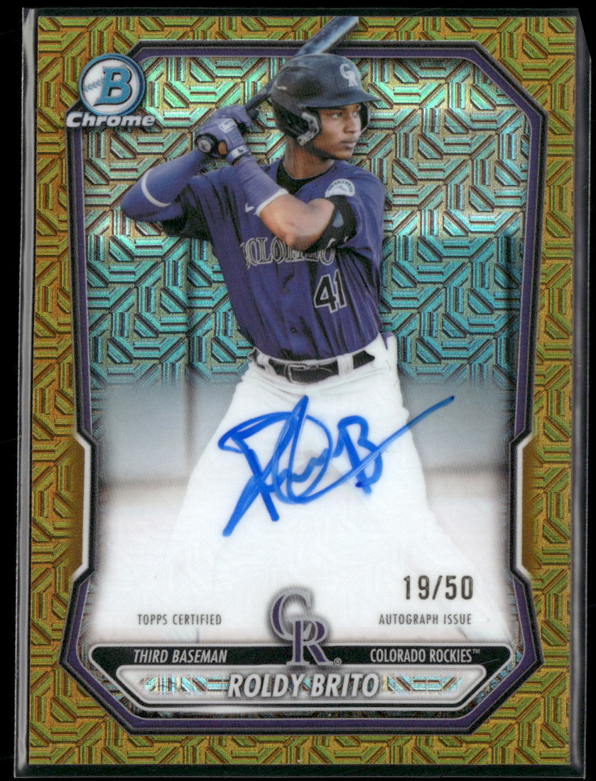 2026 Bowman Chrome Auto Mojo Gold Refractors Roldy Brito #/50 #BMA-RB