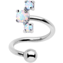 White Synthetic Opal Cluster Spiral Twister Top Mount Belly Ring