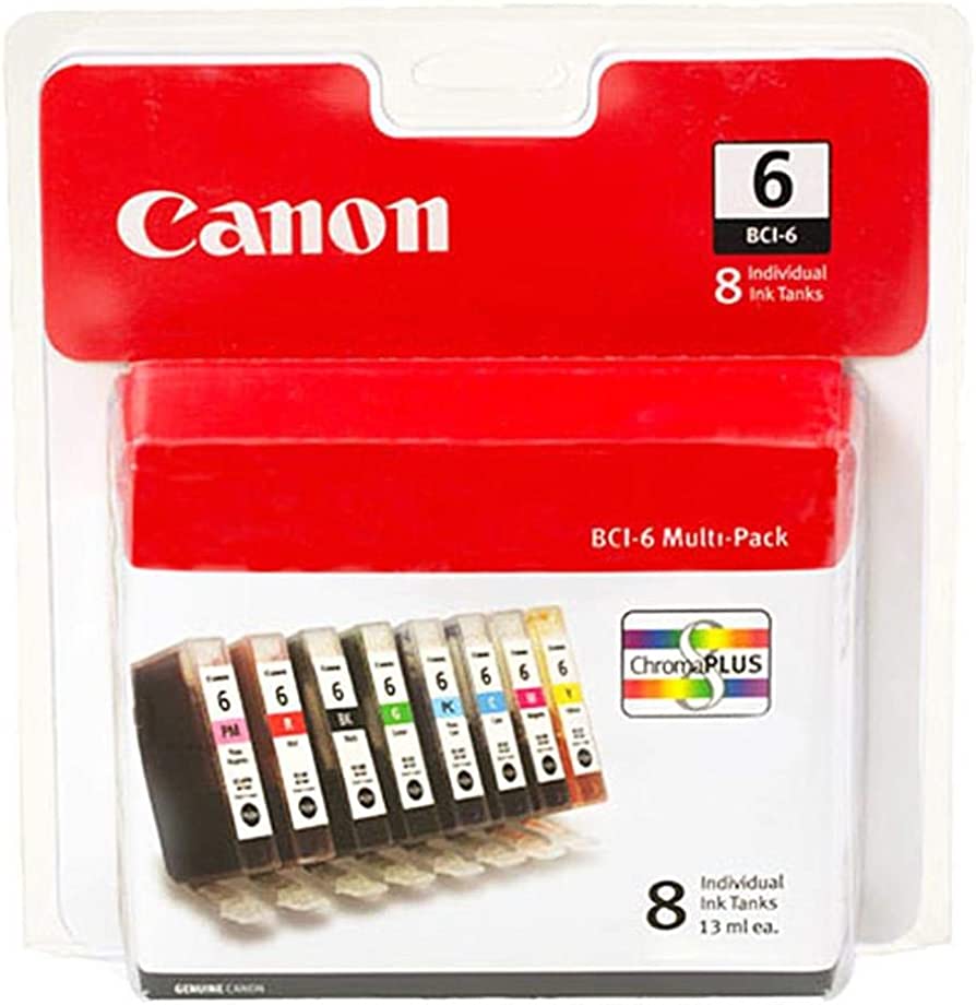 New, Pre-Owned - Canon BCI-6 Black and Color Ink Cartridge-8 Pack