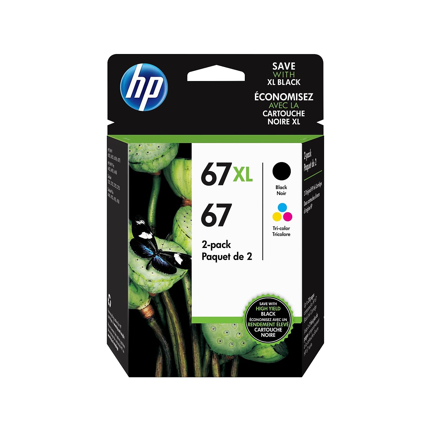 New, Pre-Owned - HP 67XL Black and 67 Color Ink Cartridge-2 Pack