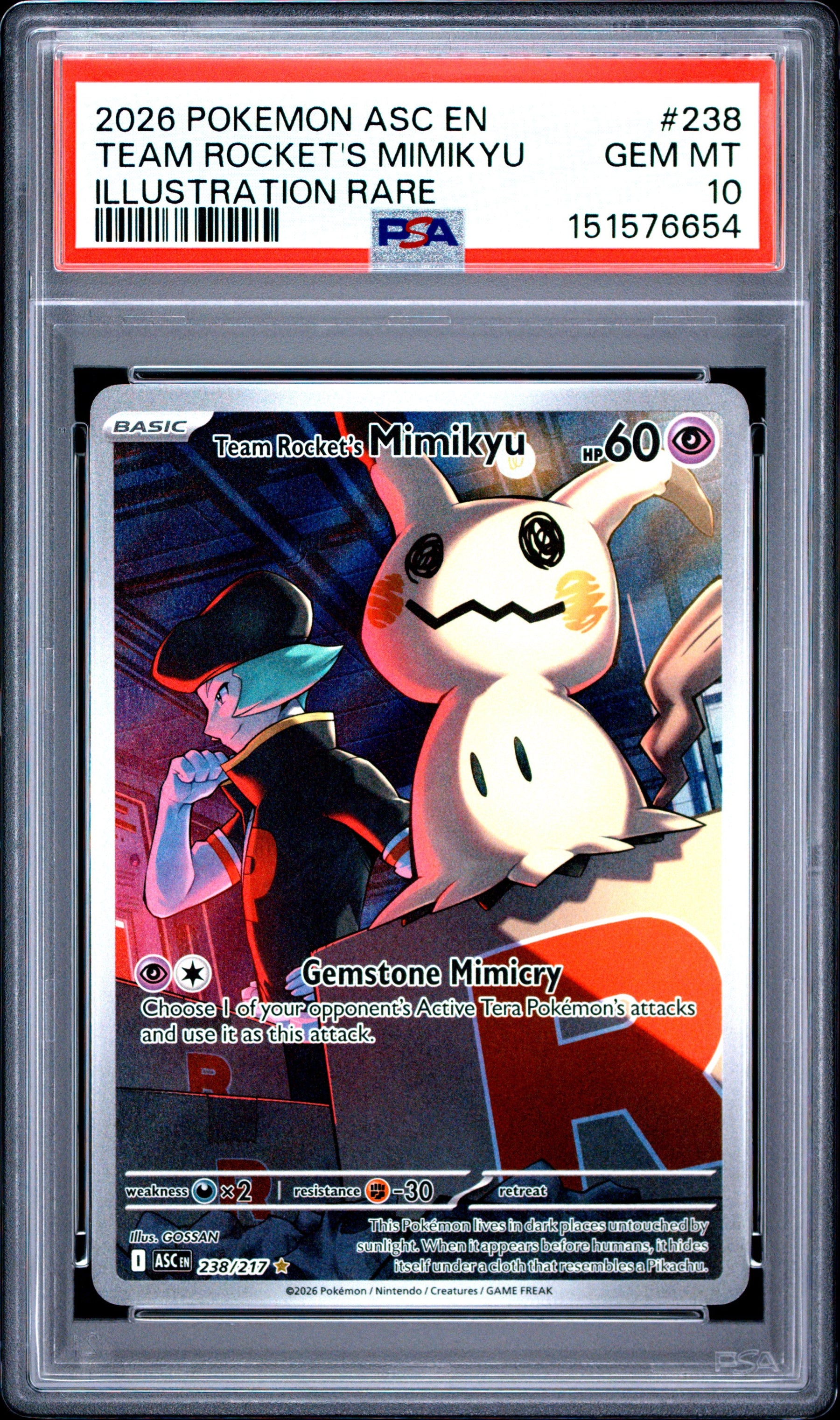 2026 Pokemon Asc En Illustration Rare Team Rocket'S Mimikyu 10 PSA #238