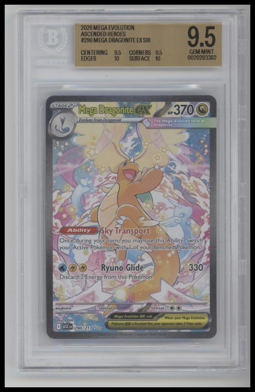 2026 Pokemon Ascended Heroes Mega Dragonite ex SIR 9.5 BGS #290