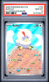 2025 Pokemon Blk En-Black Bolt Illustration Rare Rufflet 10 PSA #154