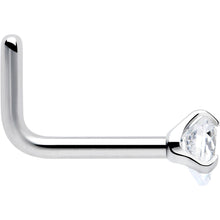 18G 1/4 Clear Heart 3mm CZ Gem Steel L-Shape Nose Ring