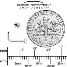 18G 1/4 Clear Heart 3mm CZ Gem Steel L-Shape Nose Ring