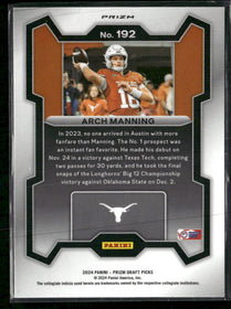 2024 Panini Prizm Draft Picks Red Ice Arch Manning #192