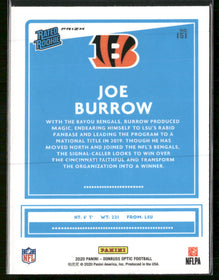 2020 Donruss Optic Pink Joe Burrow Rookie #151