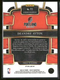 2023-24 Panini Select Tiger Prizms Deandre Ayton #11