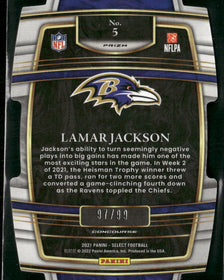 2021 Panini Select White Prizm Die Cut Lamar Jackson #/99 #5
