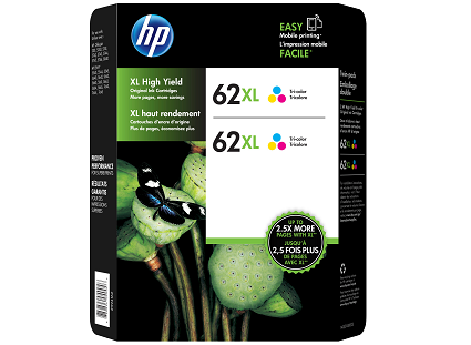 New, Pre-Owned - HP 62XL (C2P07AN) Tri-Color Ink Cartridge - Twin Pack