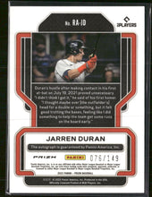 2022 Panini Prizm Rookie Autographs Blue Prizm #/149 Jarren Duran Auto #RA-JD