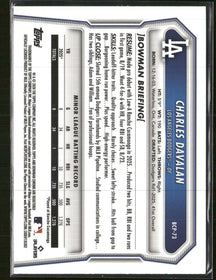 2026 Bowman C Prospects Purple Raywave Refractor Charles Davalan #/250 #BCP-73