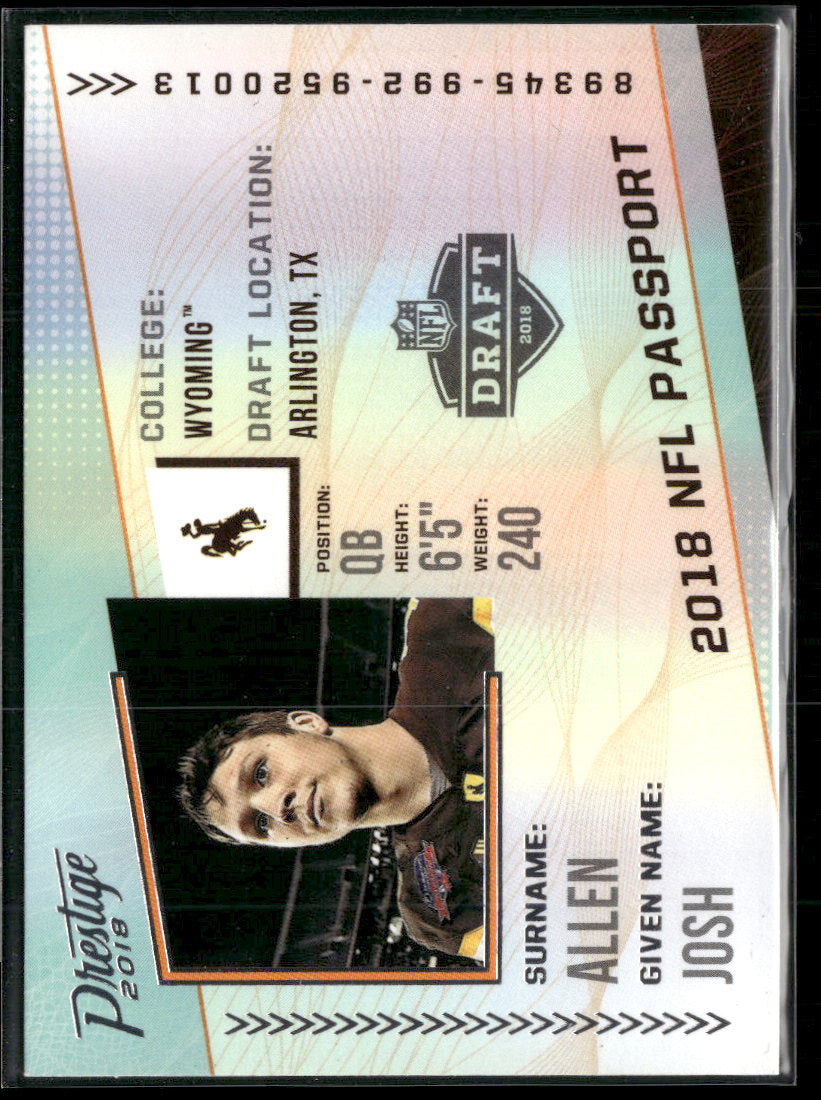 2018 Panini Prestige NFL Passport Josh Allen #PP-JA