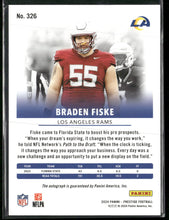 2024 Panini Prestige XP AU Premium Blue Braden Fiske Rookie #/99 Auto #326