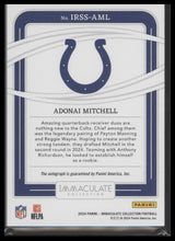2025 Panini Immaculate Collection Rookie Signatures Adonai Mitchell /49